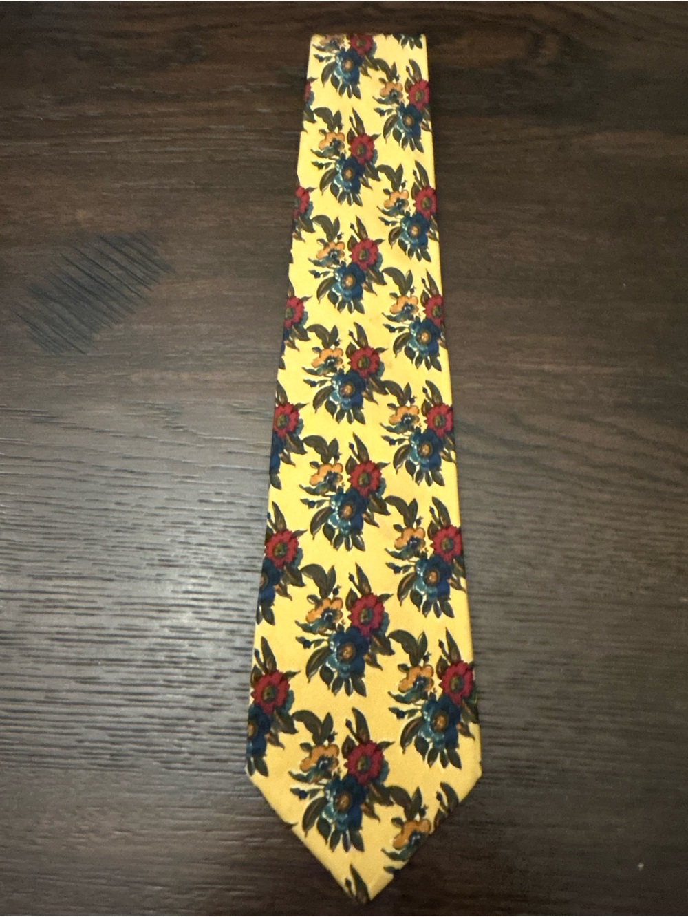 Vintage Brooks Brothers Makers Floral Silk Necktie Yellow USA Made All Silk Tie